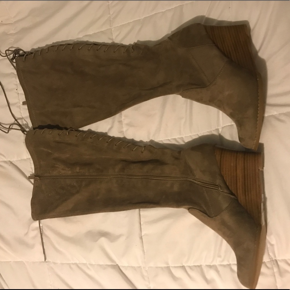 Sexy size 10.5 Lace Up Boots (wedge heel)